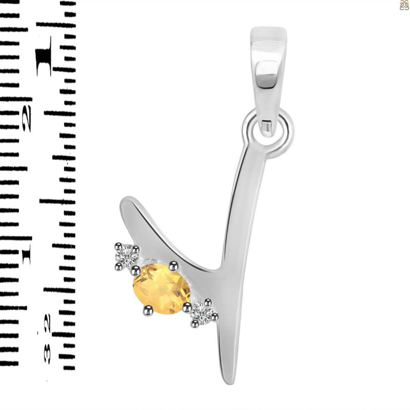 Citrine & White Topaz Alphabet Y Pendant CIT-RDA-25.