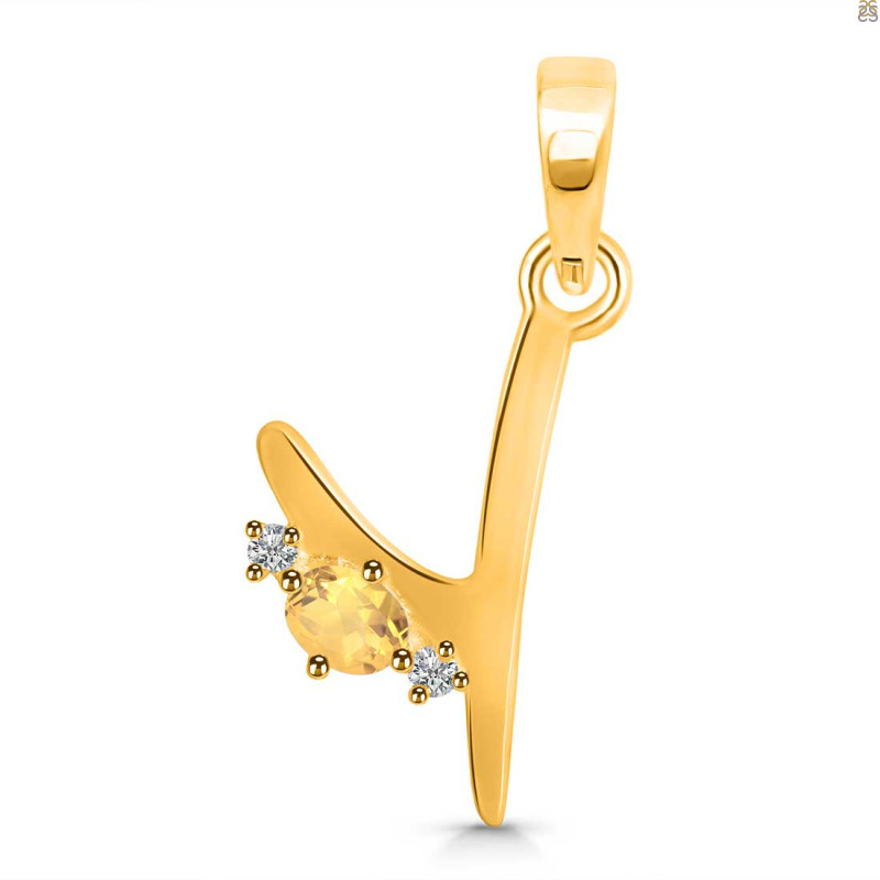 Citrine & White Topaz Alphabet Y Pendant CIT-RDA-25.