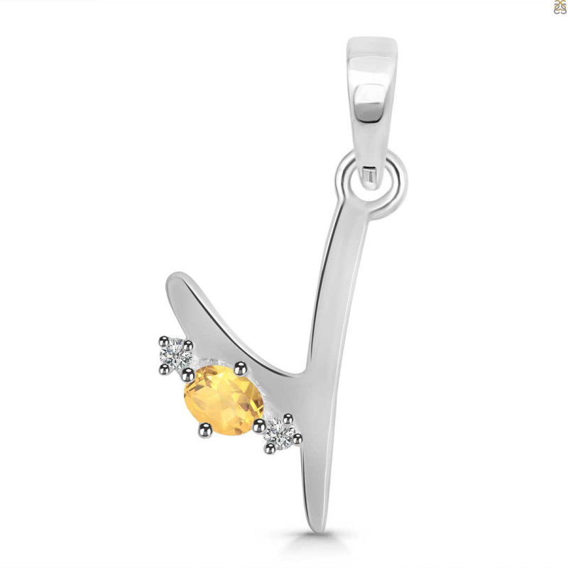 Citrine & White Topaz Alphabet Y Pendant CIT-RDA-25.