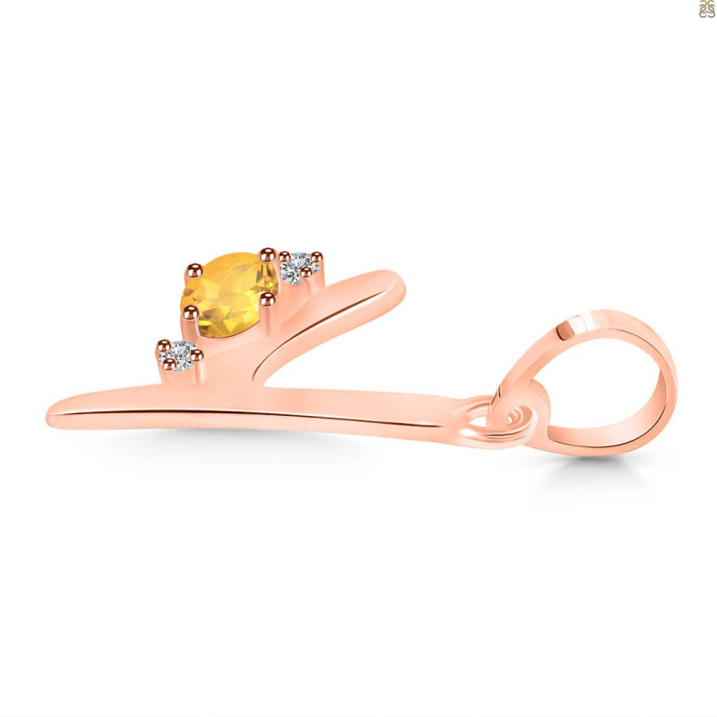 Citrine & White Topaz Alphabet Y Pendant CIT-RDA-25.