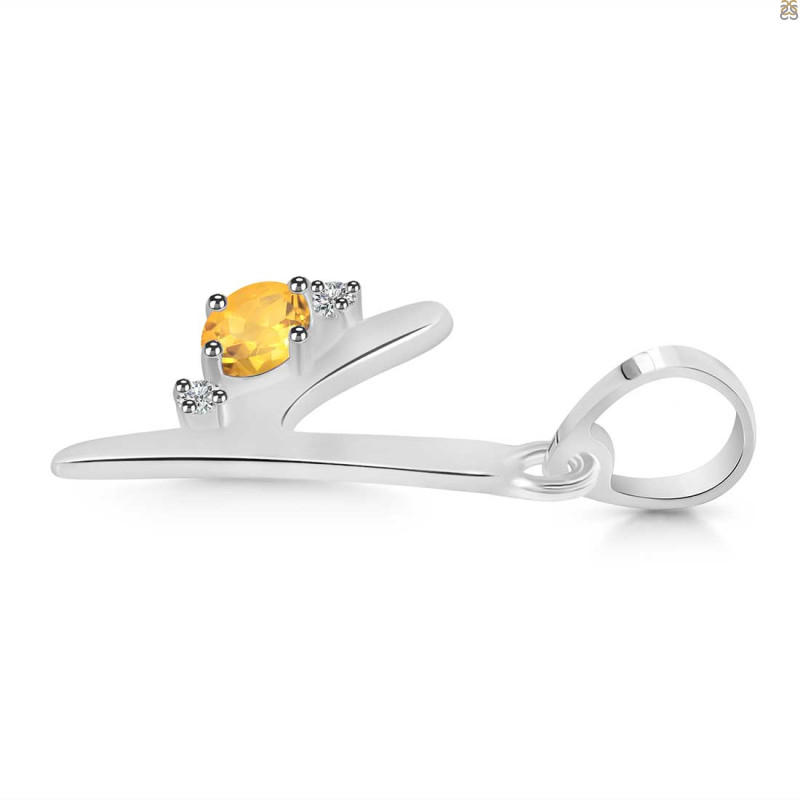 Citrine & White Topaz Alphabet Y Pendant