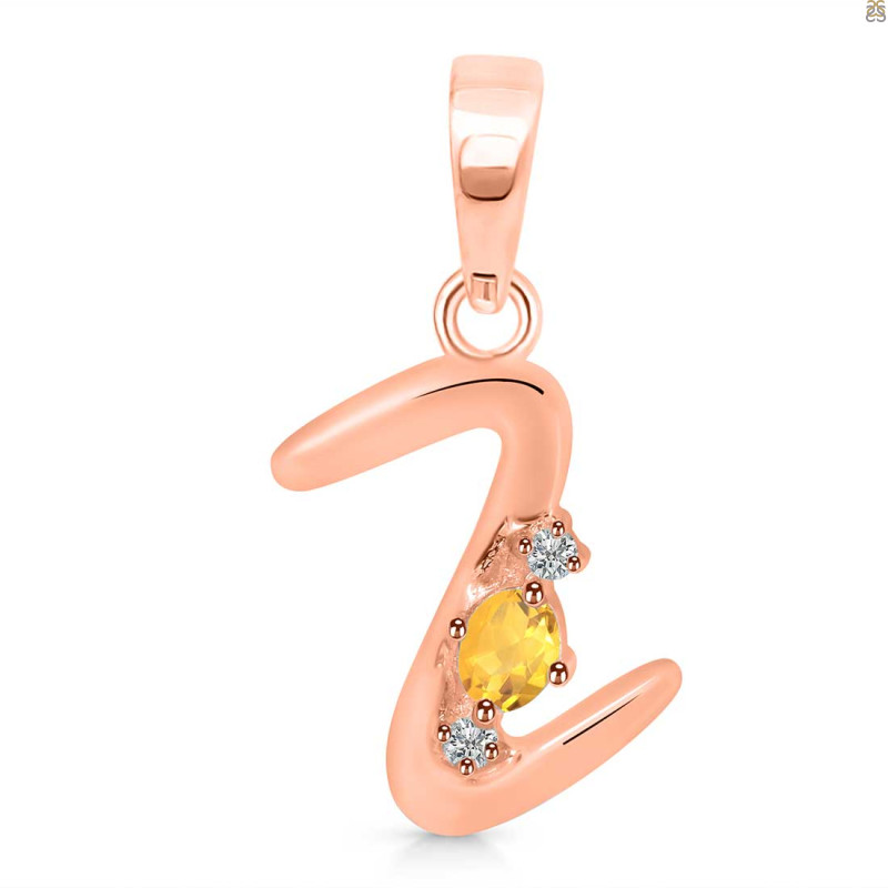 Citrine & White Topaz Alphabet Z Pendant CIT-RDA-26.