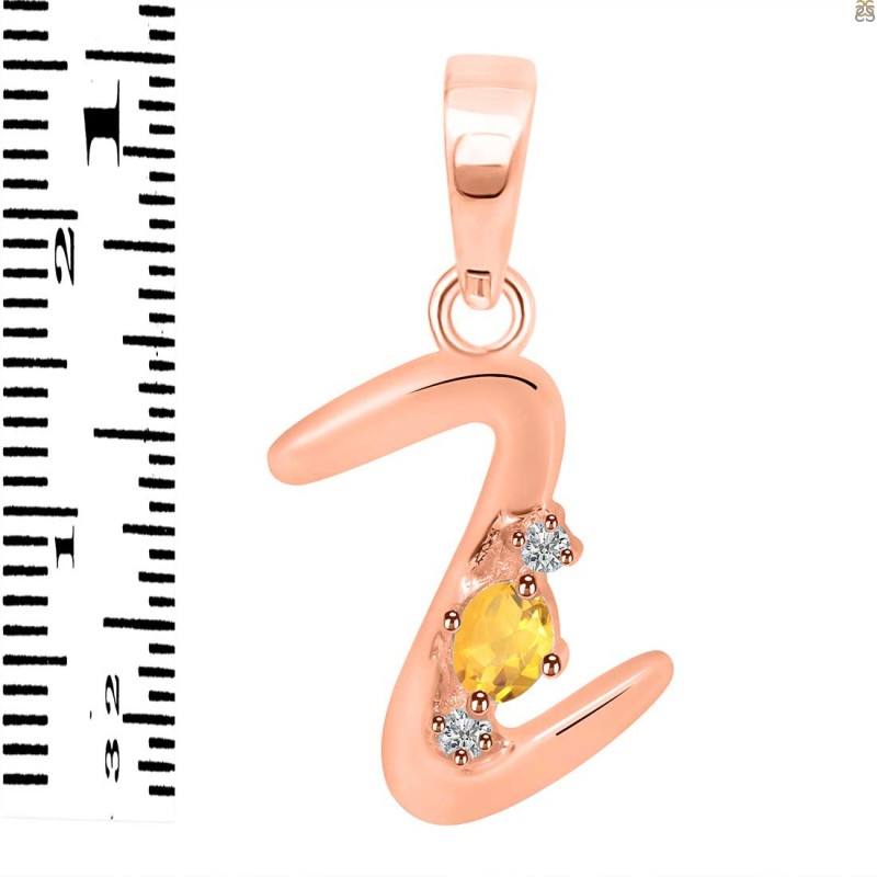 Citrine & White Topaz Alphabet Z Pendant CIT-RDA-26.