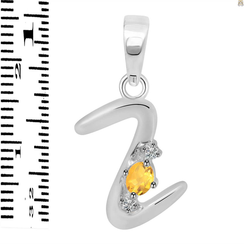 Citrine & White Topaz Alphabet Z Pendant CIT-RDA-26.