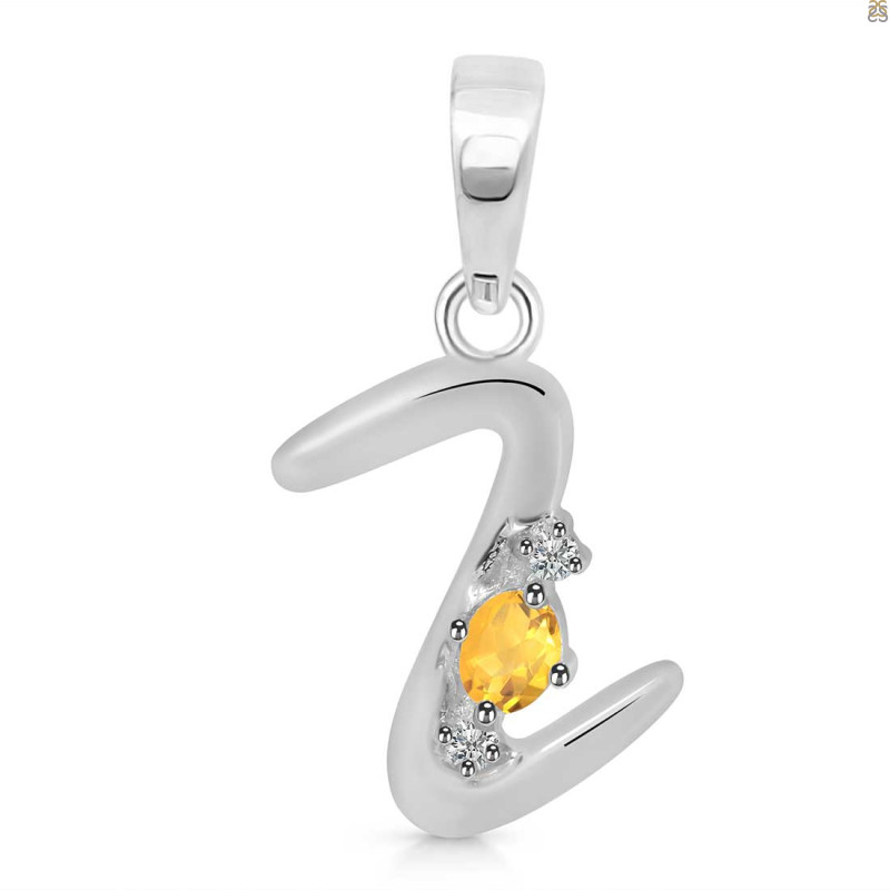 Citrine & White Topaz Alphabet Z Pendant CIT-RDA-26.