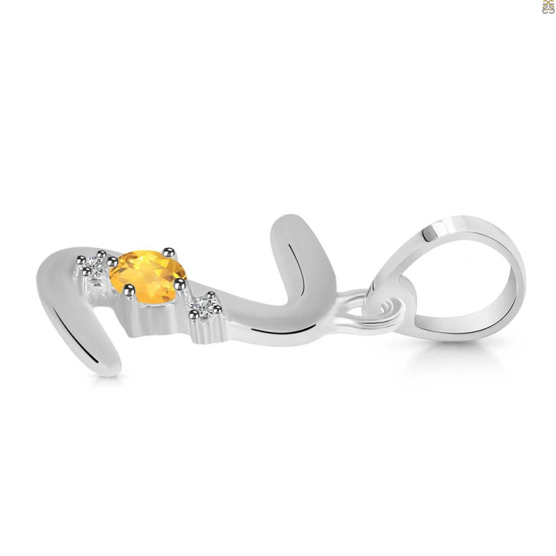 Citrine & White Topaz Alphabet Z Pendant