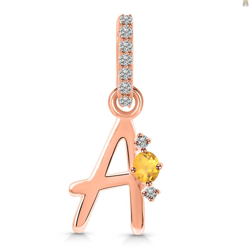 Citrine & White Topaz Alphabet A Pendant CIT-RDA-27.