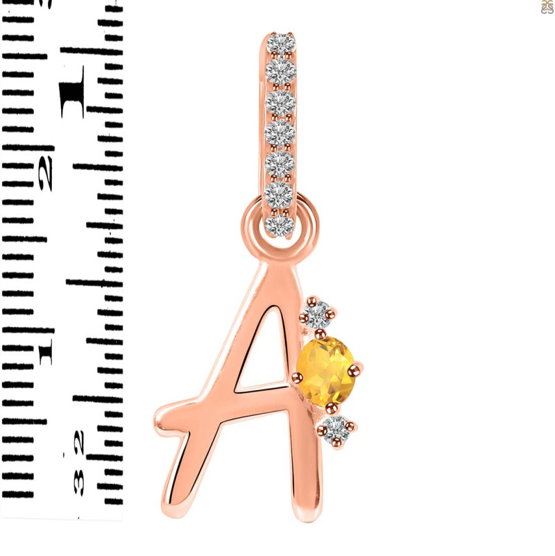 Citrine & White Topaz Alphabet A Pendant CIT-RDA-27.