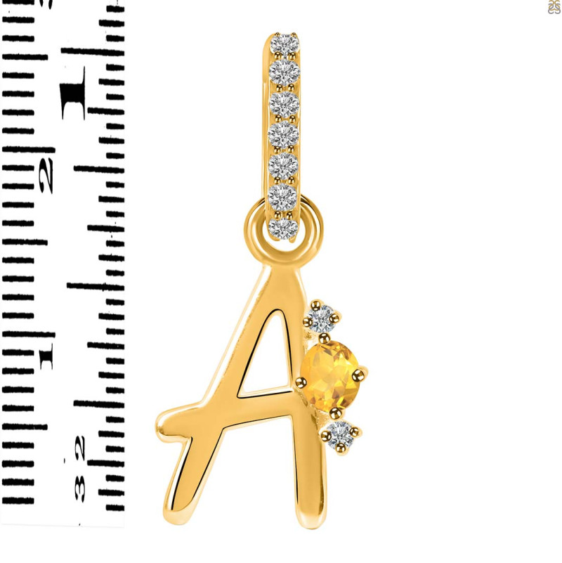 Citrine & White Topaz Alphabet A Pendant CIT-RDA-27.