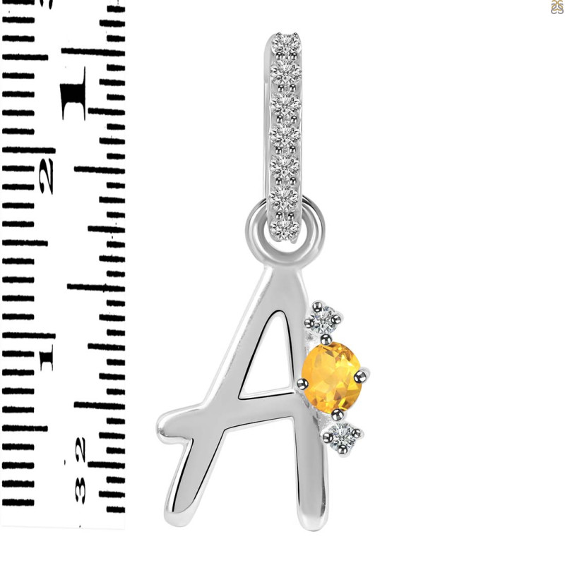 Citrine & White Topaz Alphabet A Pendant CIT-RDA-27.