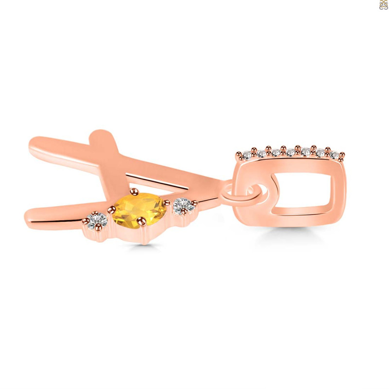 Citrine & White Topaz Alphabet A Pendant CIT-RDA-27.