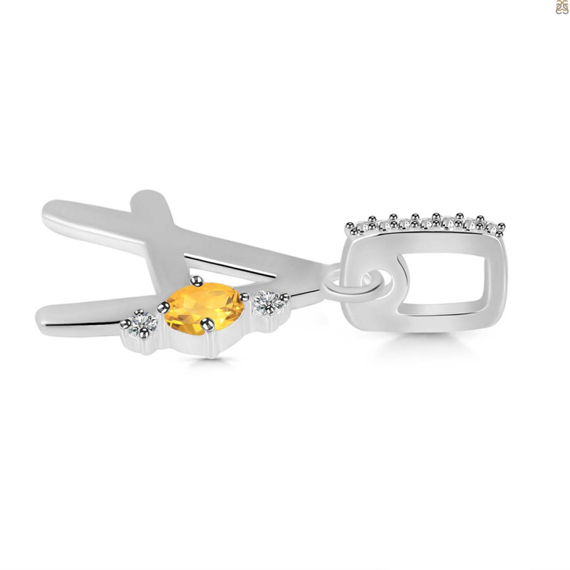 Citrine & White Topaz Alphabet A Pendant