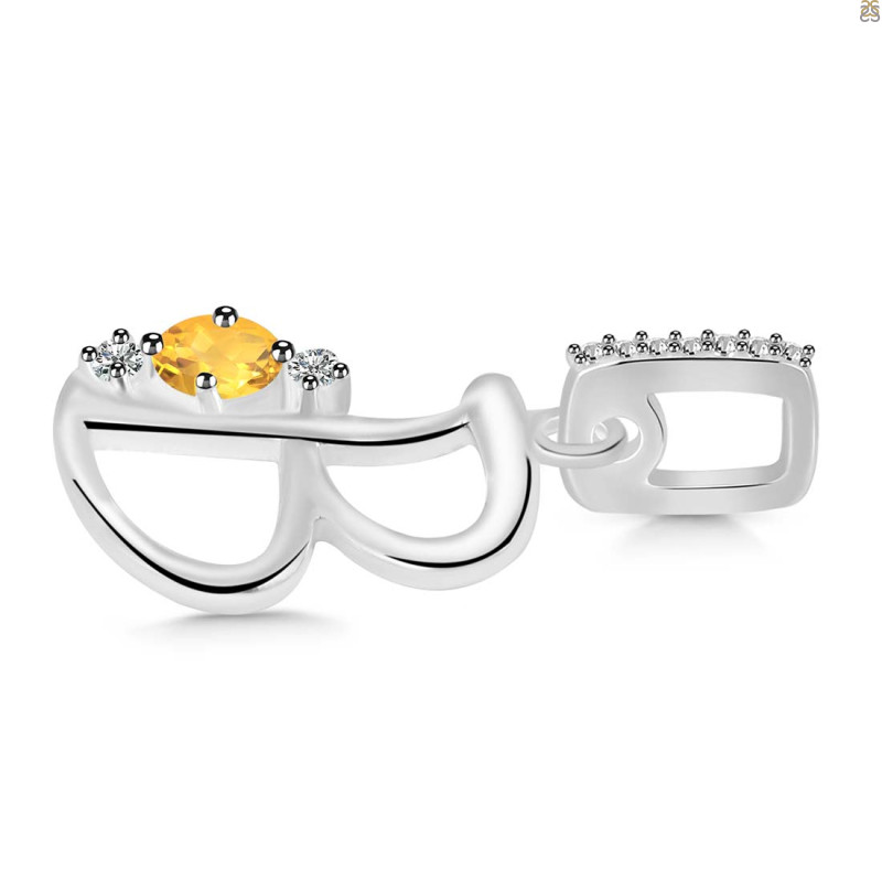 Citrine & White Topaz Alphabet B Pendant