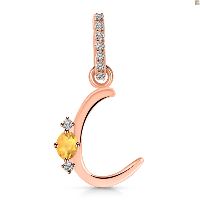Citrine & White Topaz Alphabet C Pendant CIT-RDA-29.