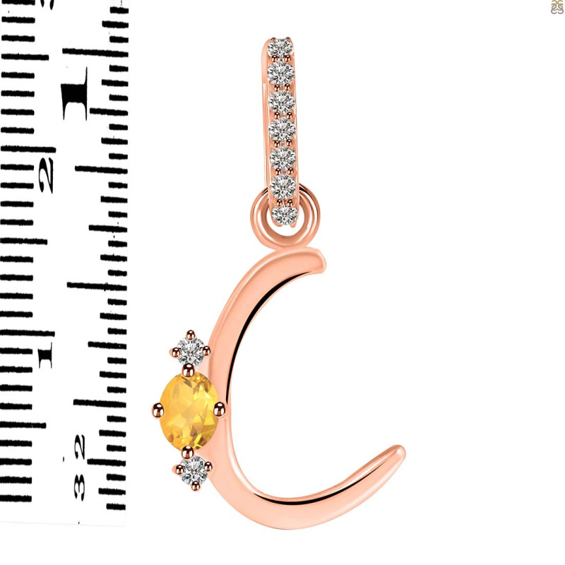 Citrine & White Topaz Alphabet C Pendant CIT-RDA-29.