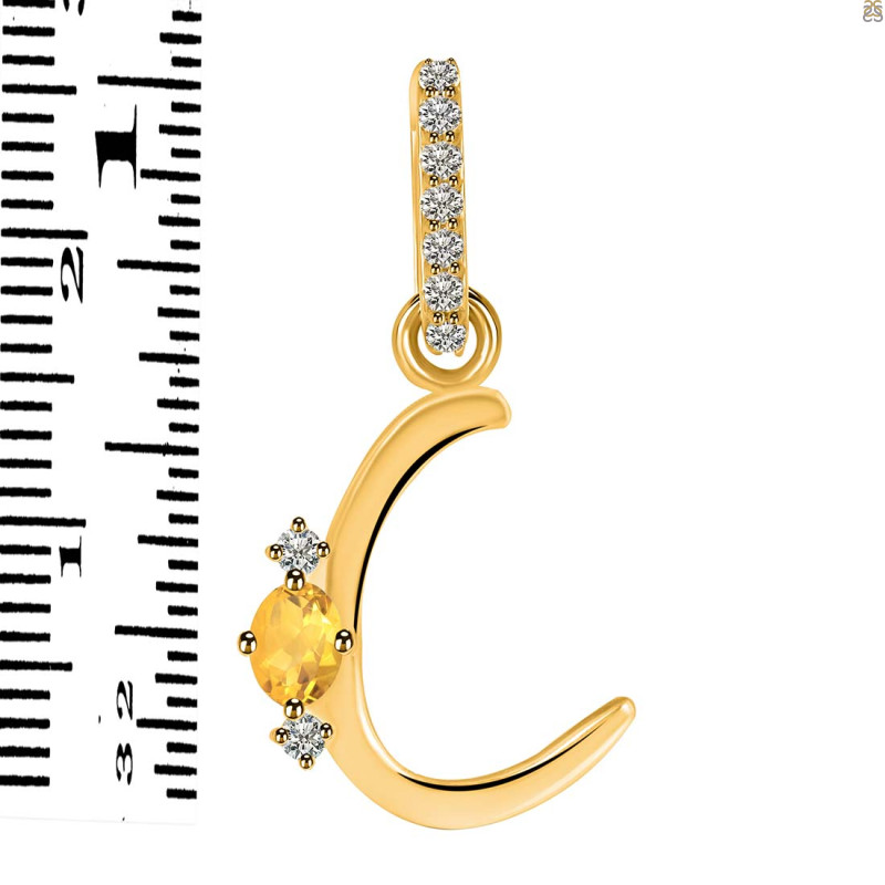 Citrine & White Topaz Alphabet C Pendant CIT-RDA-29.