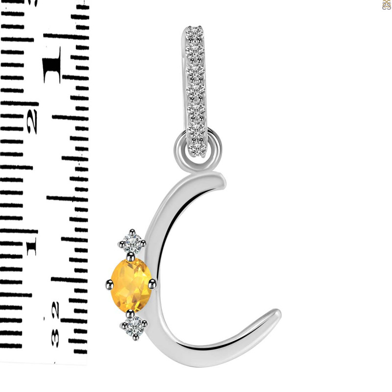 Citrine & White Topaz Alphabet C Pendant CIT-RDA-29.
