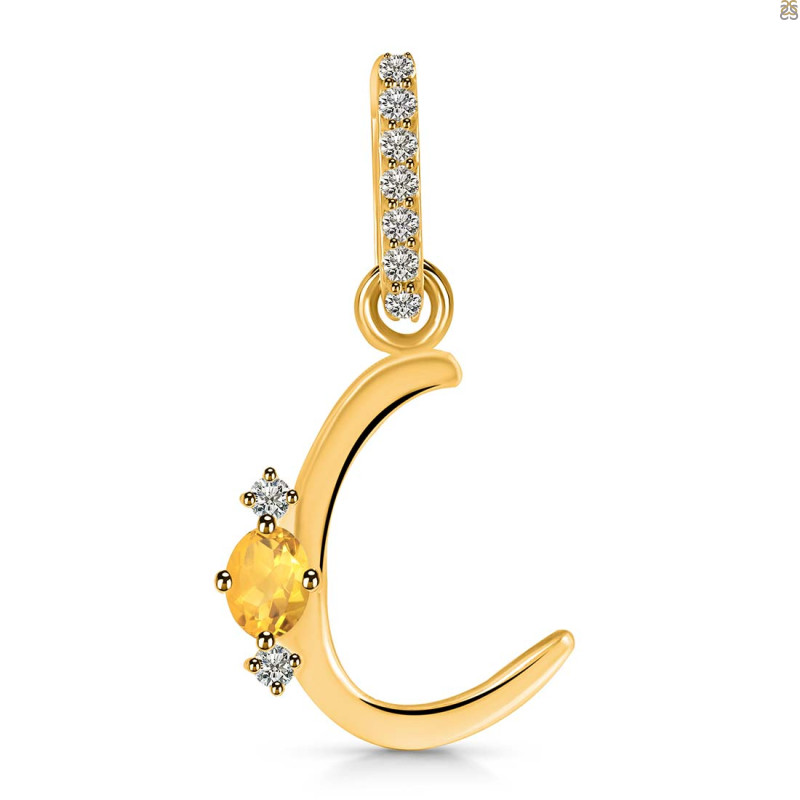 Citrine & White Topaz Alphabet C Pendant CIT-RDA-29.
