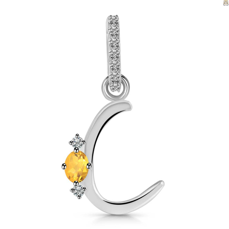 Citrine & White Topaz Alphabet C Pendant CIT-RDA-29.