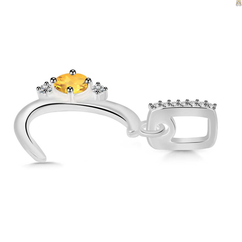 Citrine & White Topaz Alphabet C Pendant