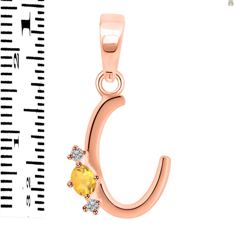 Citrine & White Topaz Alphabet C Pendant CIT-RDA-3.
