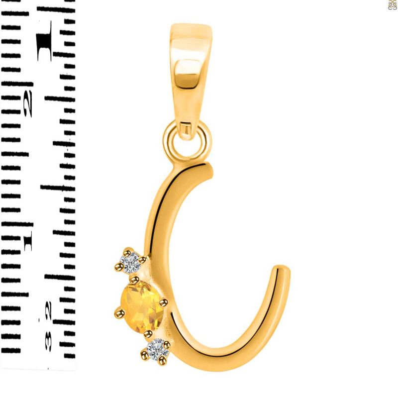 Citrine & White Topaz Alphabet C Pendant CIT-RDA-3.