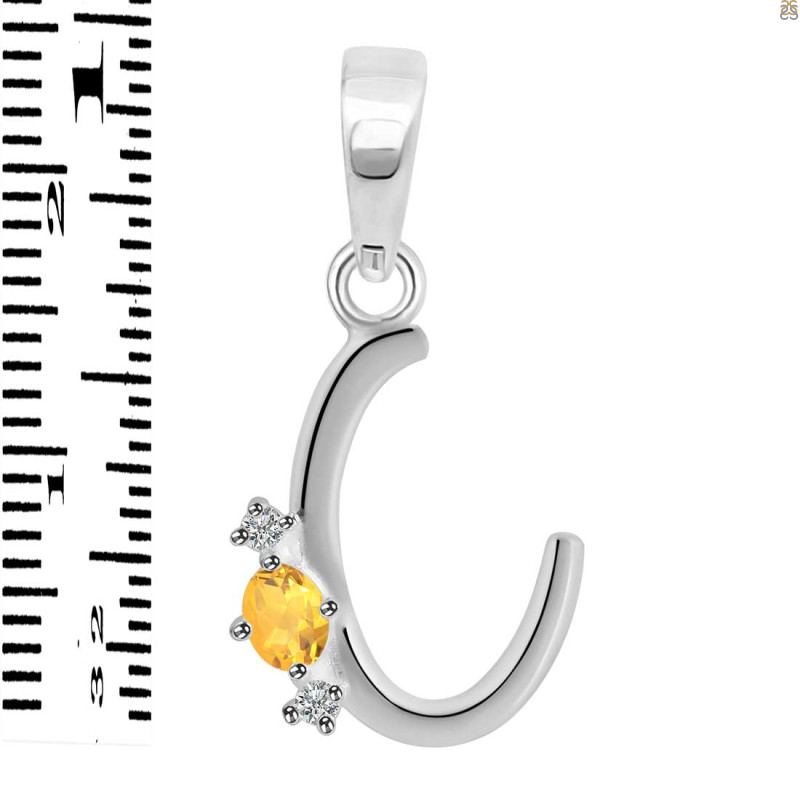 Citrine & White Topaz Alphabet C Pendant CIT-RDA-3.