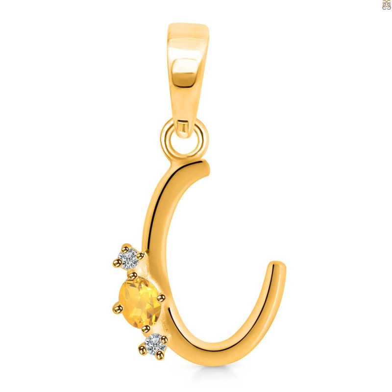 Citrine & White Topaz Alphabet C Pendant CIT-RDA-3.