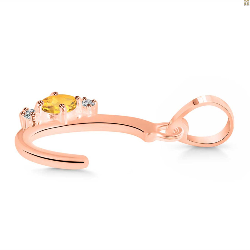Citrine & White Topaz Alphabet C Pendant CIT-RDA-3.