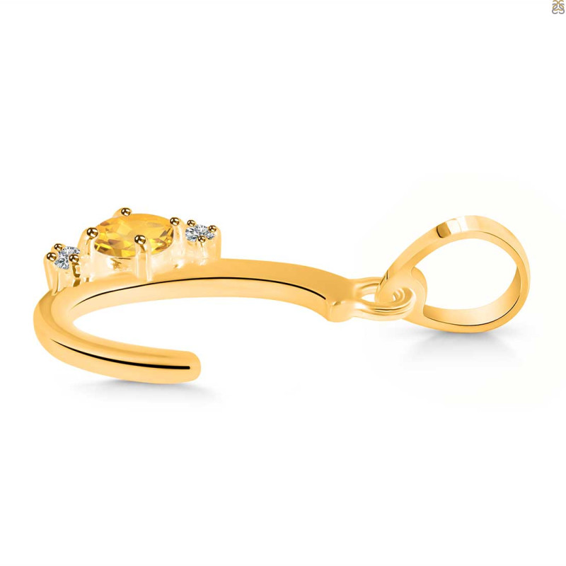 Citrine & White Topaz Alphabet C Pendant CIT-RDA-3.