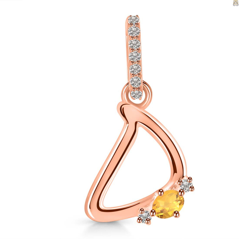 Citrine & White Topaz Alphabet D Pendant CIT-RDA-30.