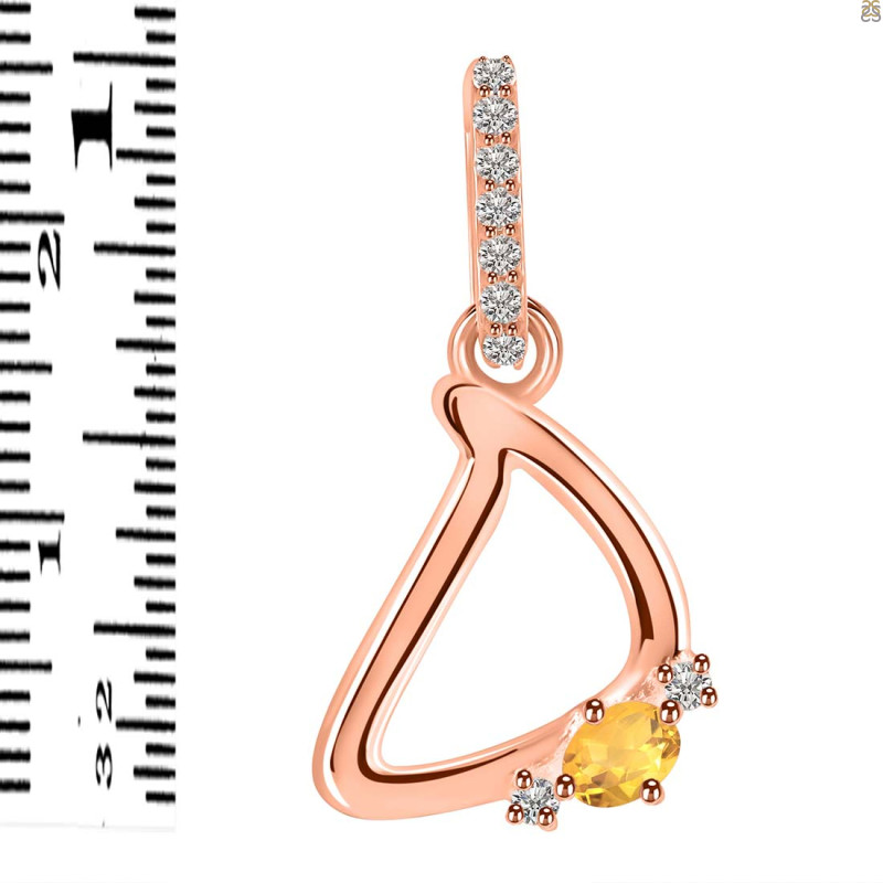 Citrine & White Topaz Alphabet D Pendant CIT-RDA-30.