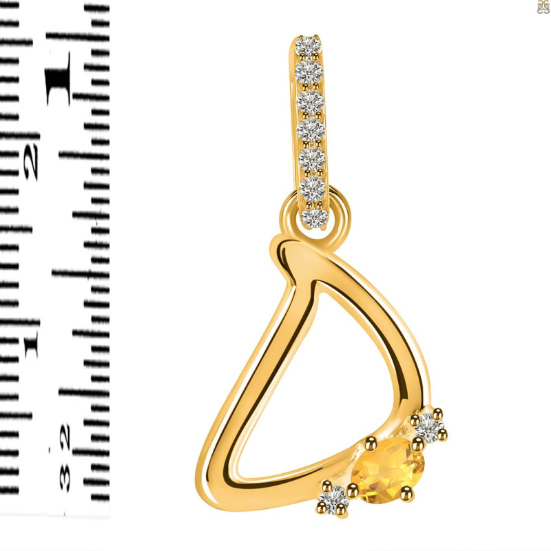 Citrine & White Topaz Alphabet D Pendant CIT-RDA-30.