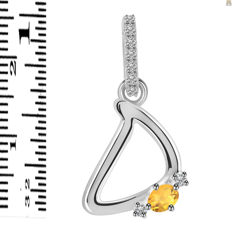 Citrine & White Topaz Alphabet D Pendant CIT-RDA-30.