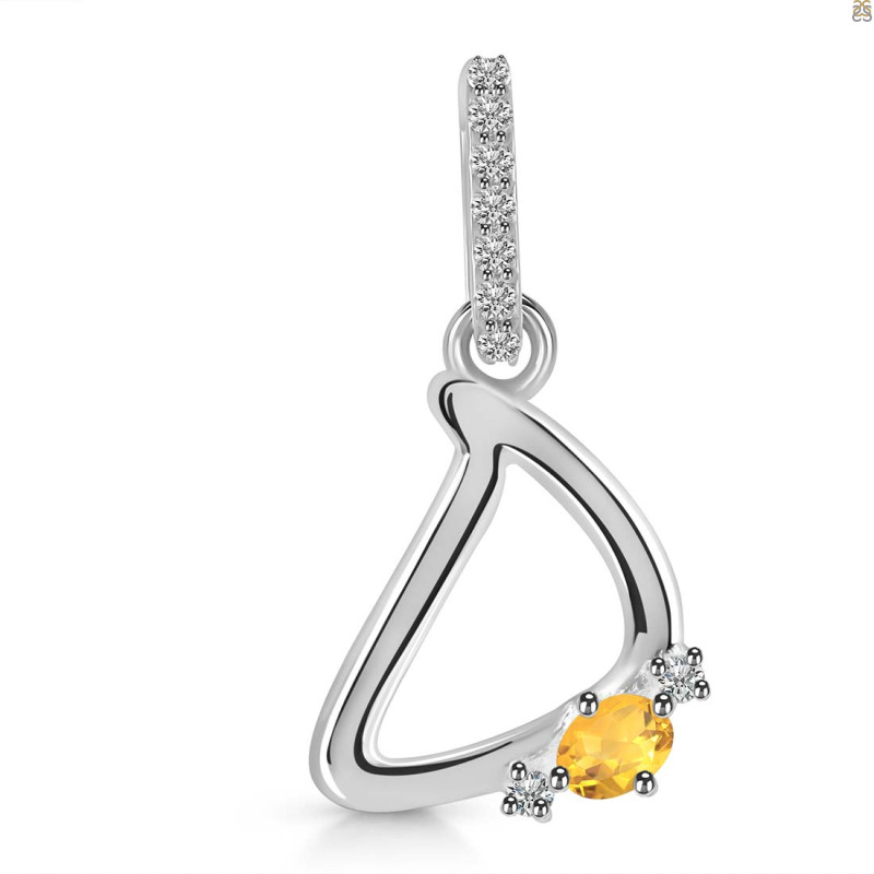 Citrine & White Topaz Alphabet D Pendant CIT-RDA-30.