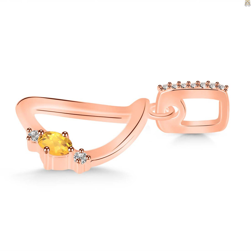 Citrine & White Topaz Alphabet D Pendant CIT-RDA-30.