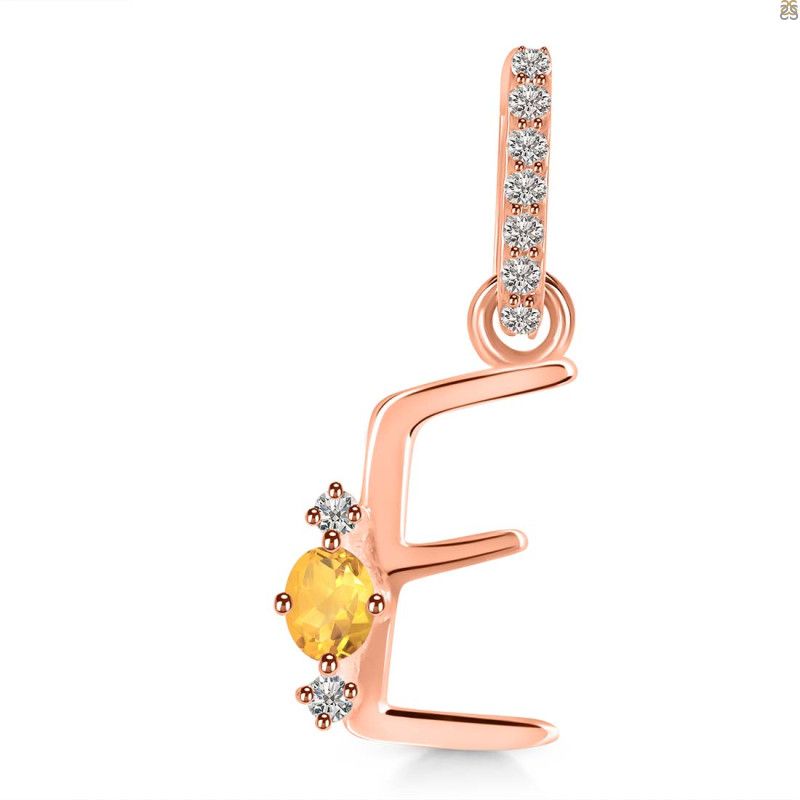 Citrine & White Topaz Alphabet E Pendant CIT-RDA-31.