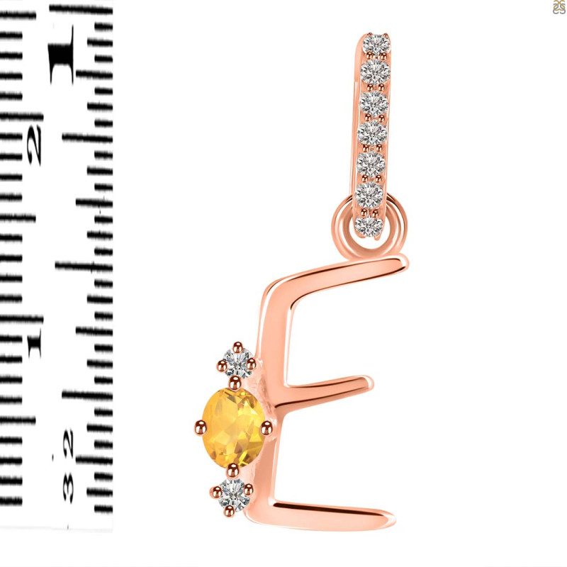 Citrine & White Topaz Alphabet E Pendant CIT-RDA-31.