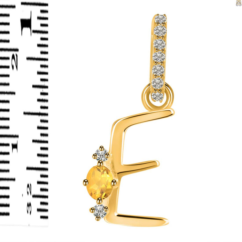 Citrine & White Topaz Alphabet E Pendant CIT-RDA-31.