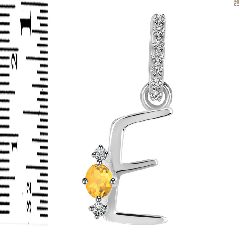 Citrine & White Topaz Alphabet E Pendant CIT-RDA-31.