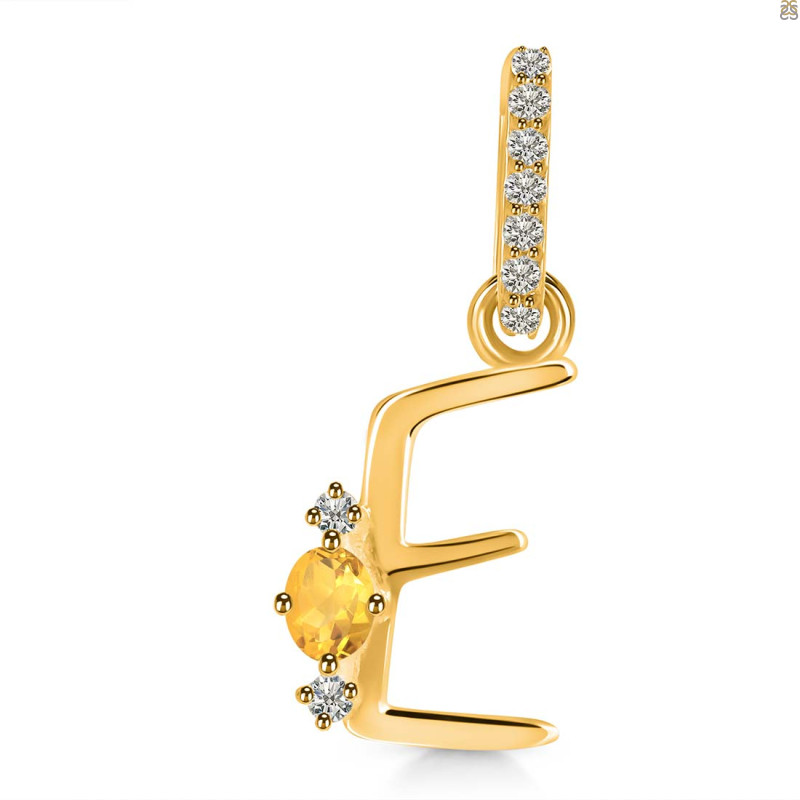 Citrine & White Topaz Alphabet E Pendant CIT-RDA-31.