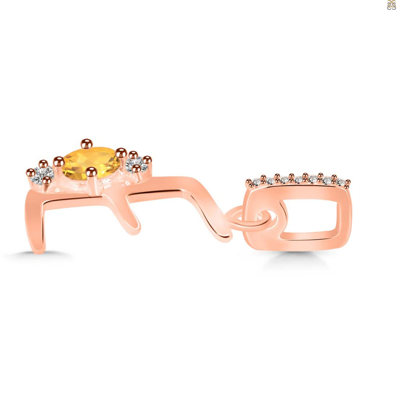 Citrine & White Topaz Alphabet E Pendant CIT-RDA-31.