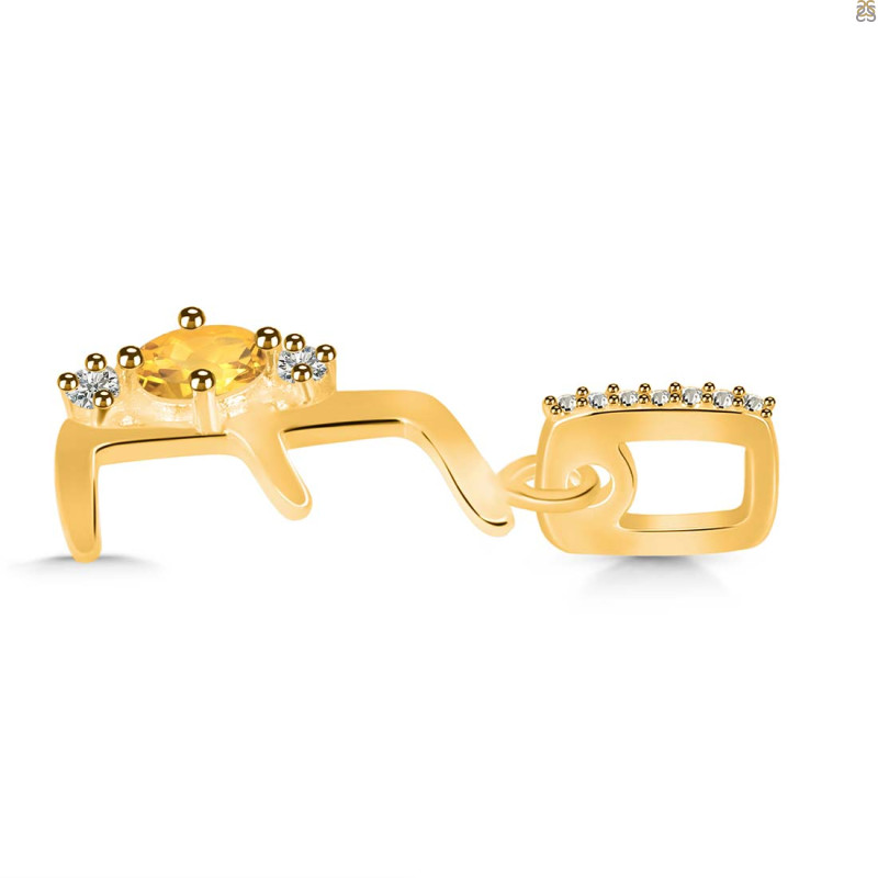 Citrine & White Topaz Alphabet E Pendant CIT-RDA-31.