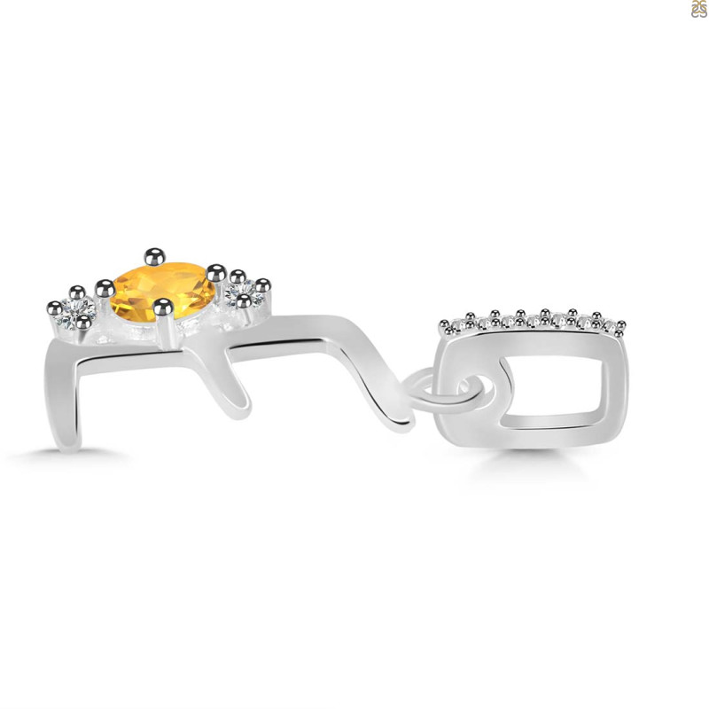 Citrine & White Topaz Alphabet E Pendant