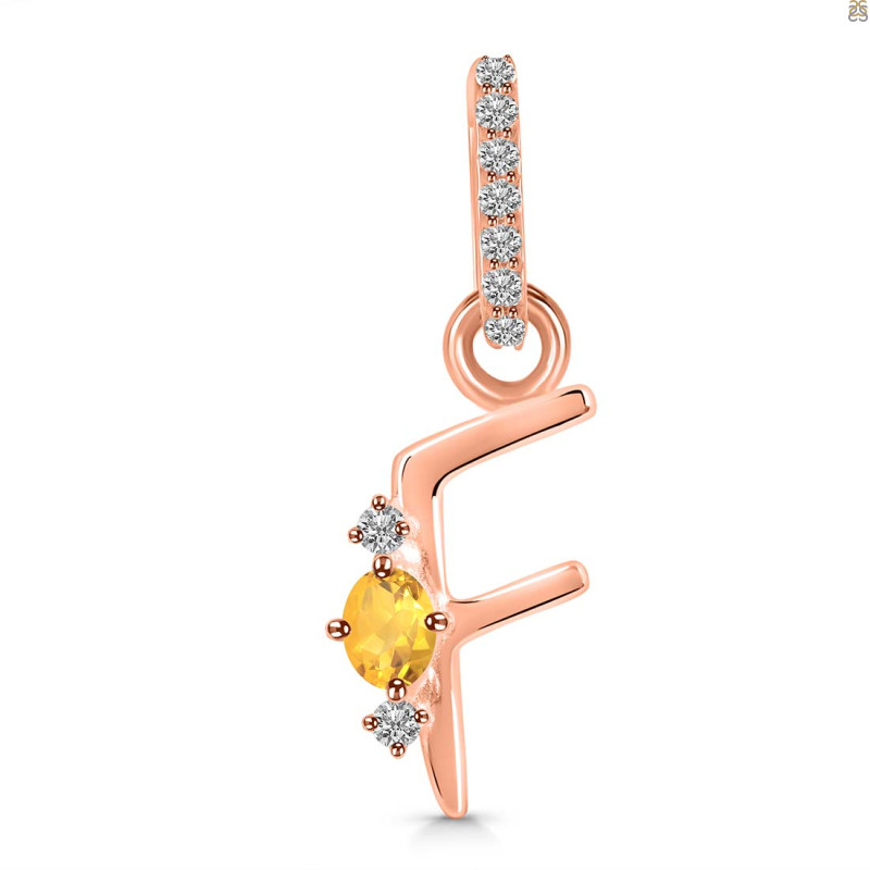 Citrine & White Topaz Alphabet F Pendant CIT-RDA-32.