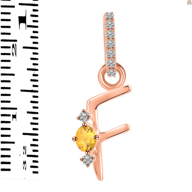 Citrine & White Topaz Alphabet F Pendant CIT-RDA-32.
