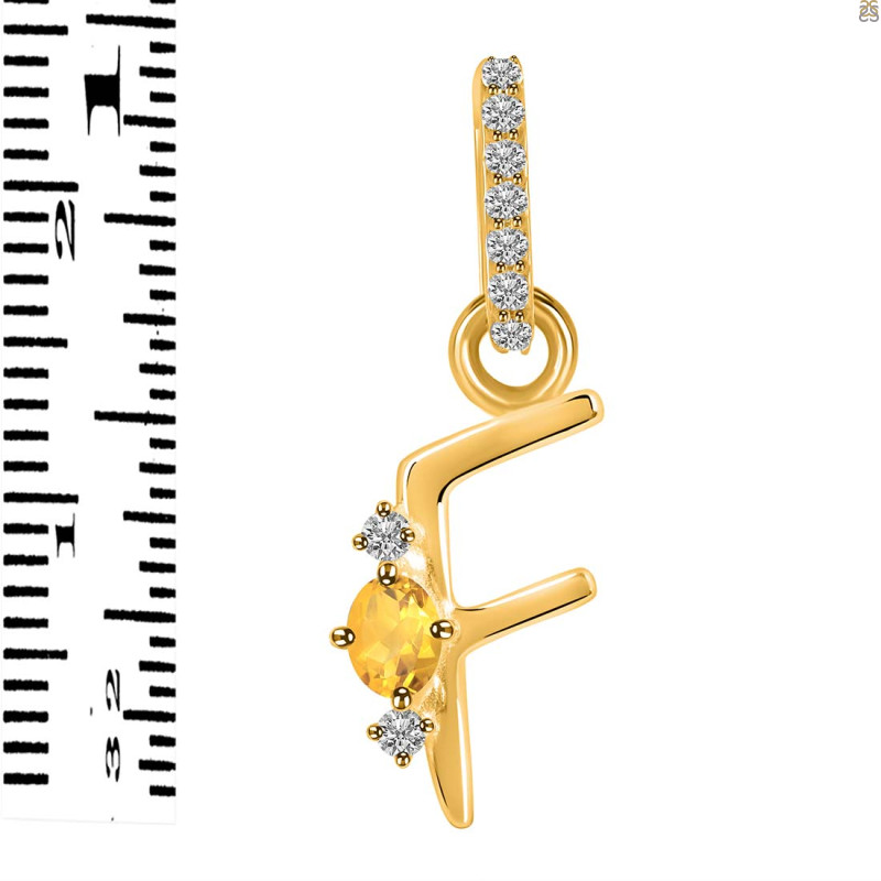 Citrine & White Topaz Alphabet F Pendant CIT-RDA-32.