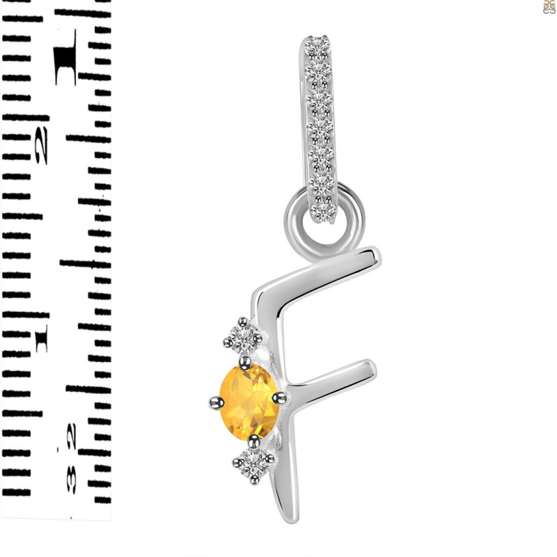 Citrine & White Topaz Alphabet F Pendant CIT-RDA-32.