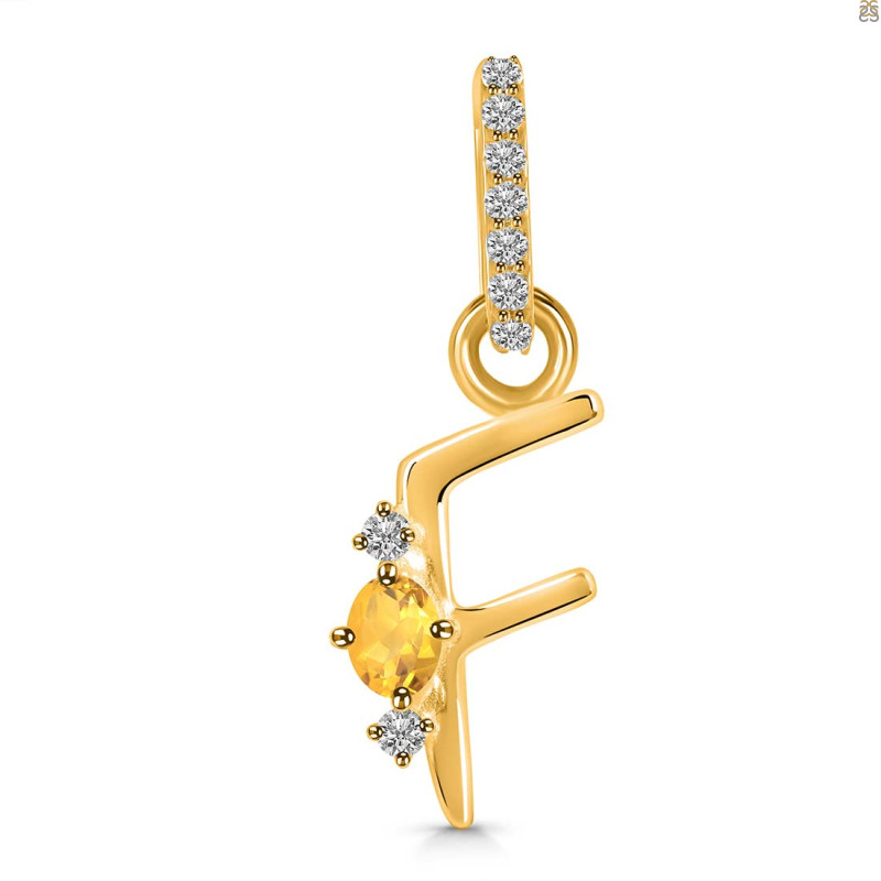 Citrine & White Topaz Alphabet F Pendant CIT-RDA-32.