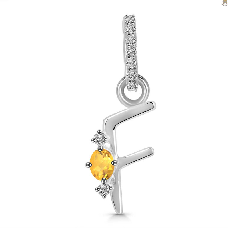 Citrine & White Topaz Alphabet F Pendant CIT-RDA-32.